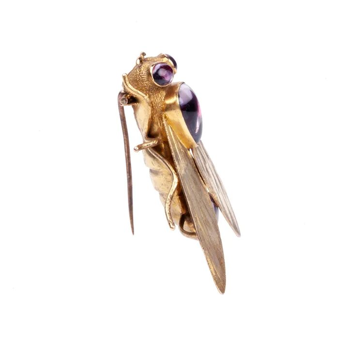 Bell Bird Antiques PreStyled Sets Victorian Era Gold Cicada Gemstone Brooch