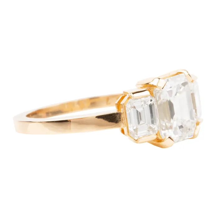 Bell Bird In House Bell Bird Emerald Cut Diamond Ring Rings
