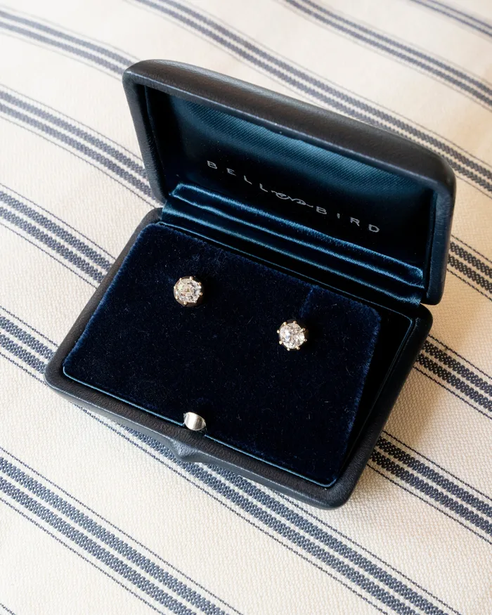 Bell Bird In House Earrings Bell Bird 18k Gold Old Mine Cut Diamond Earrings