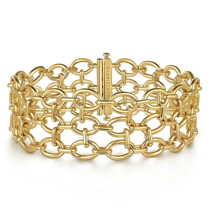 Bracelets 14K Yellow Gold Hollow Link Chain Bracelet GABRIEL CO