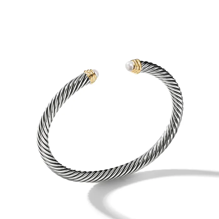 Bracelets Classic Cable Bracelet in Sterling Silver with 14K Yellow Gold and Pearls 5mm David Yurman Bracelets Classic Cable Bracelet in Sterling Silver with 14K Yellow Gold and Pearls 5mm David Yurman