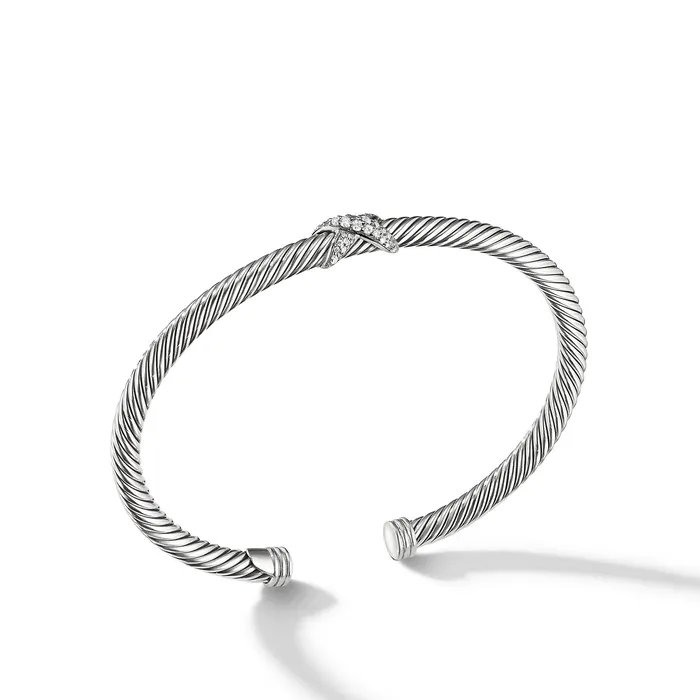 Bracelets David Yurman X Classic Cable Station Bracelet in Sterling Silver with Diamonds 4mm Bracelets David Yurman X Classic Cable Station Bracelet in Sterling Silver with Diamonds 4mm