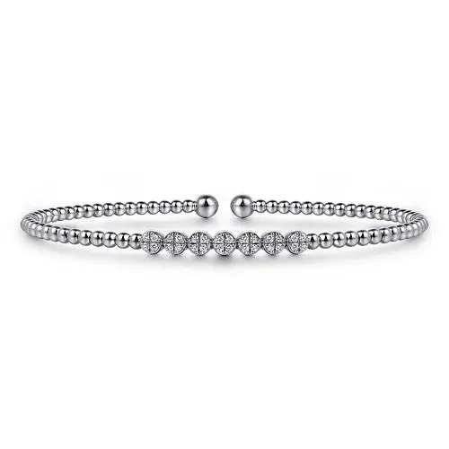 Bracelets GABRIEL CO 14K White Gold Bujukan Bead and Cluster Diamond Bangle Bracelets GABRIEL CO 14K White Gold Bujukan Bead and Cluster Diamond Bangle