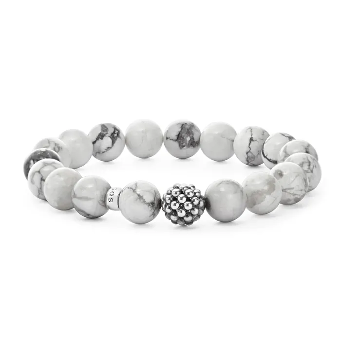 Bracelets LAGOS Maya Howlite Silver Station Bead Bracelet