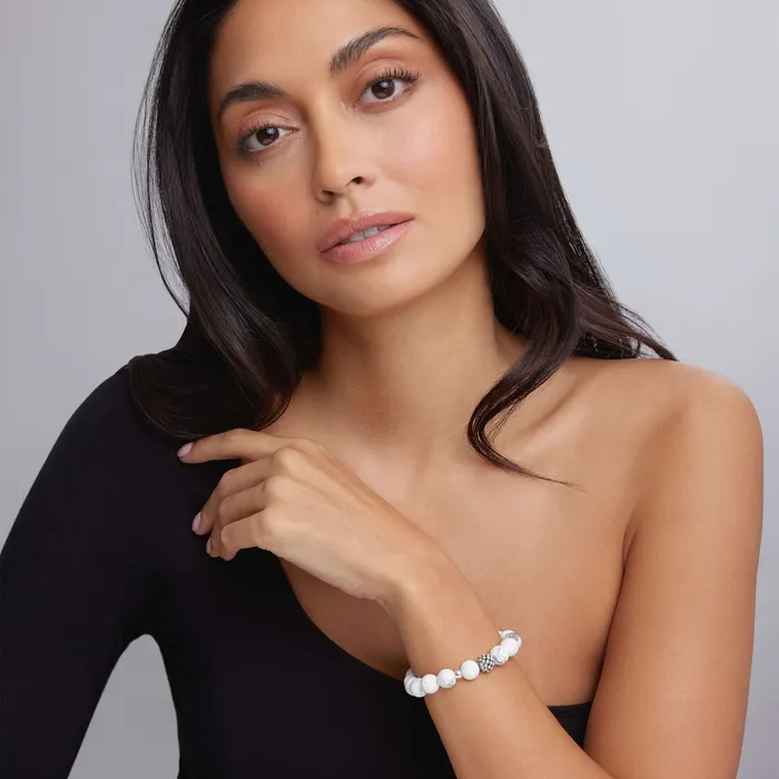 Bracelets LAGOS Maya Howlite Silver Station Bead Bracelet
