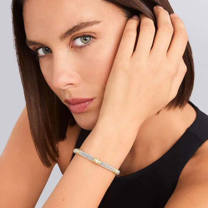 Bracelets LAGOS Signature Caviar Triple Diamond Station Caviar Bracelet 6mm