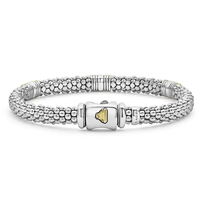 Bracelets LAGOS Signature Caviar Triple Diamond Station Caviar Bracelet 6mm