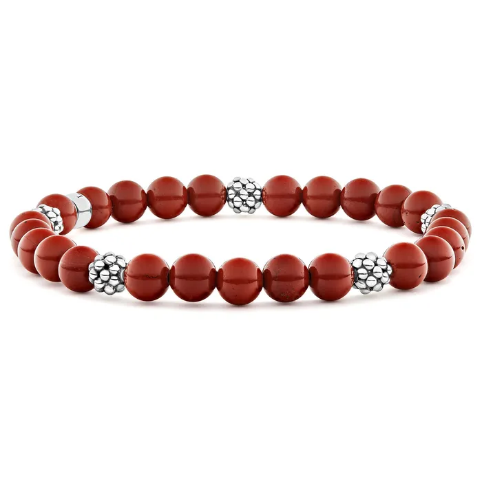Bracelets Signature Caviar Five Station Silver Red Jasper Bead Bracelet LAGOS