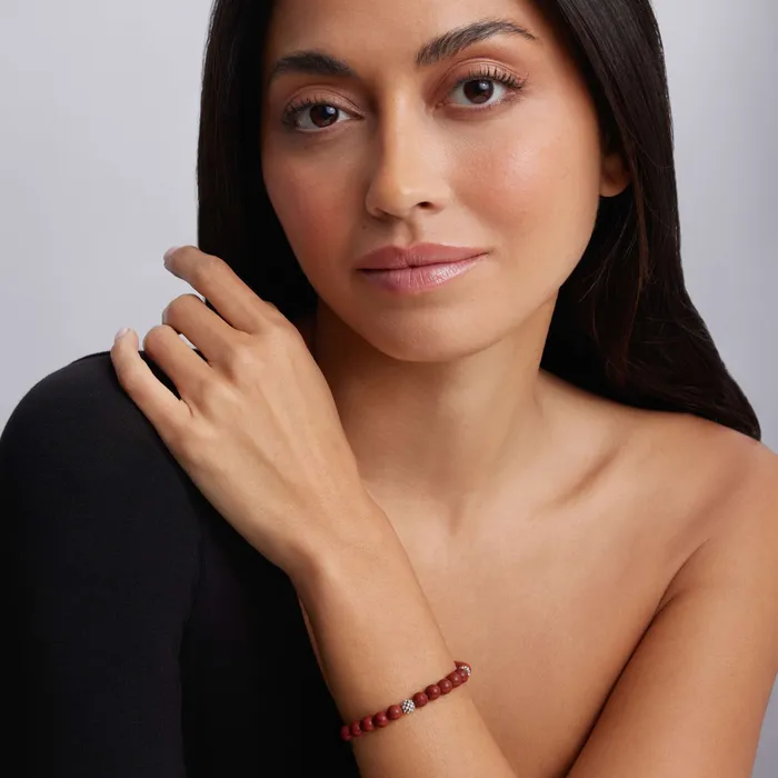 Bracelets Signature Caviar Five Station Silver Red Jasper Bead Bracelet LAGOS