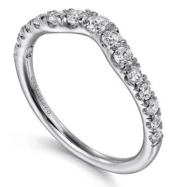 Chambery Curved 14K White Gold French Pave Diamond Wedding Band 05 ct GABRIEL CO Rings Chambery Curved 14K White Gold French Pave Diamond Wedding Band 05 ct GABRIEL CO Rings