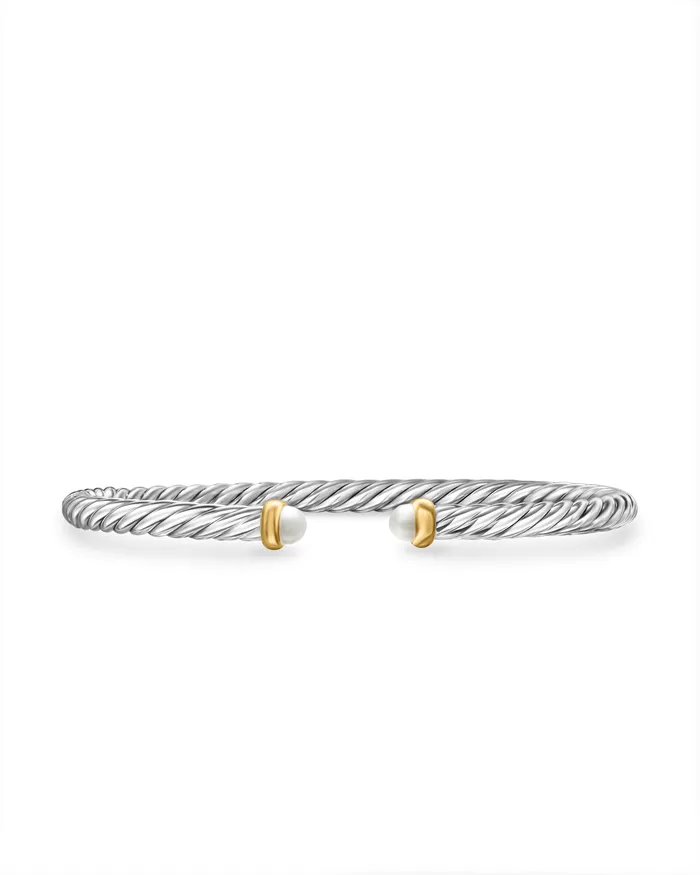David Yurman Bracelets Modern Cable Bracelet in Sterling Silver with 14K Yellow Gold and Pearls 4mm David Yurman Bracelets Modern Cable Bracelet in Sterling Silver with 14K Yellow Gold and Pearls 4mm