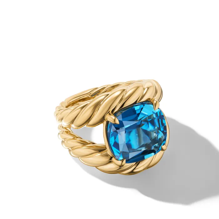 David Yurman Rings Marbella Ring in 18K Yellow Gold with Hampton Blue Topaz 20mm David Yurman Rings Marbella Ring in 18K Yellow Gold with Hampton Blue Topaz 20mm