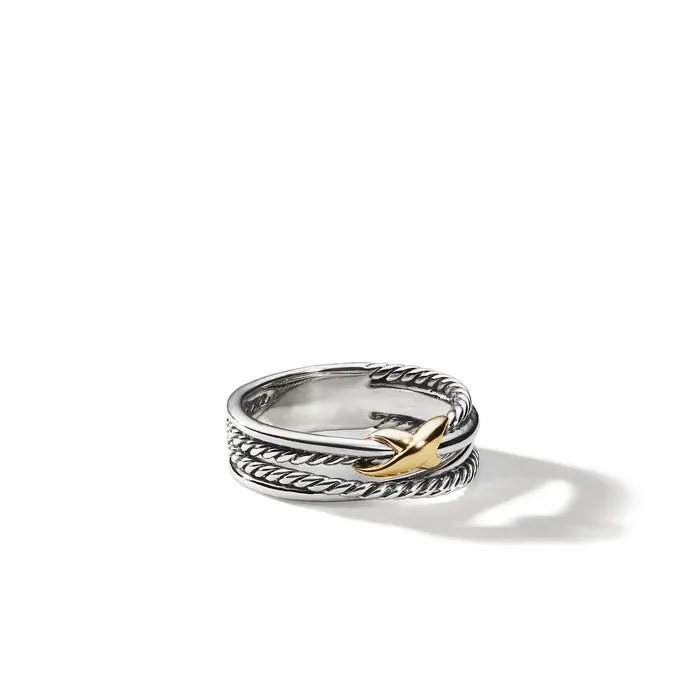 David Yurman Rings X Crossover Band Ring in Sterling Silver with 18K Yellow Gold 6mm