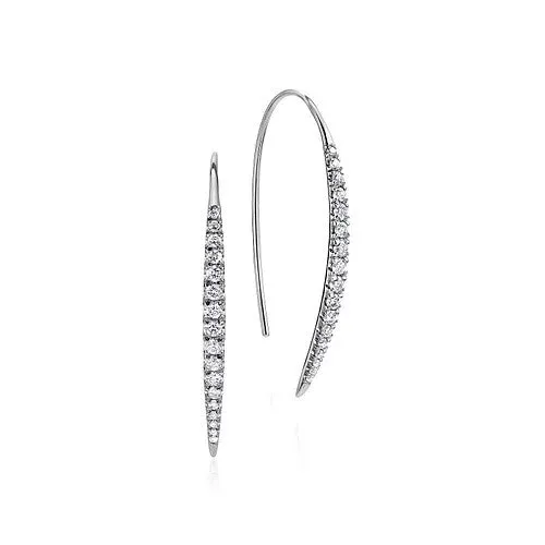 Earrings GABRIEL CO 14K White Gold Tapered Diamond Fish Wire Drop Earrings Earrings GABRIEL CO 14K White Gold Tapered Diamond Fish Wire Drop Earrings