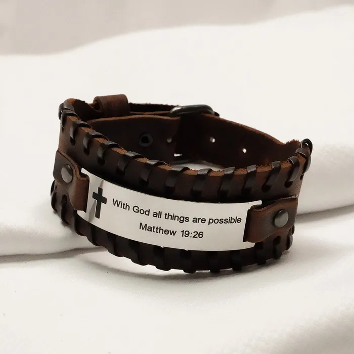 Forever Truth Bracelets With God All Things Are Possible Leather Bracelet