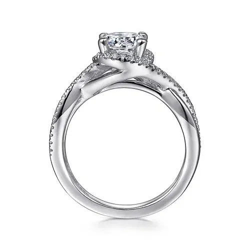GABRIEL CO 14K White Gold Round Halo Diamond Engagement Ring Rings