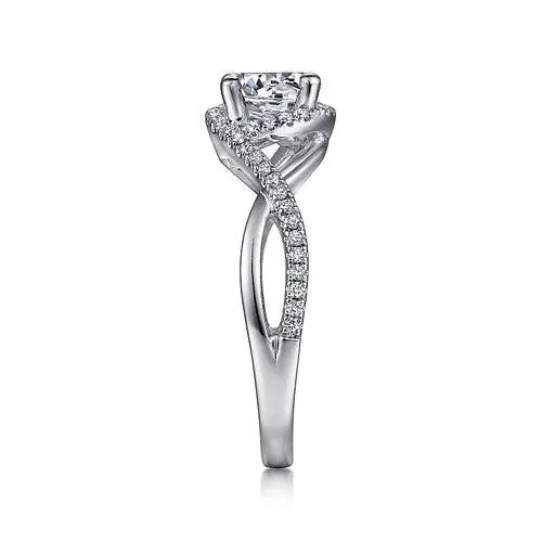 GABRIEL CO 14K White Gold Round Halo Diamond Engagement Ring Rings