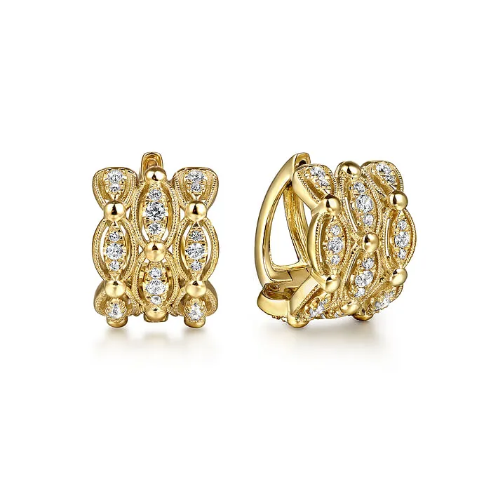 GABRIEL CO 14K Yellow Gold Bujukan Multi Row Diamond Huggie Earrings Earrings GABRIEL CO 14K Yellow Gold Bujukan Multi Row Diamond Huggie Earrings Earrings