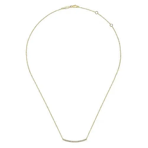 GABRIEL CO 14K Yellow Gold Curving Diamond Bar Necklace Necklaces