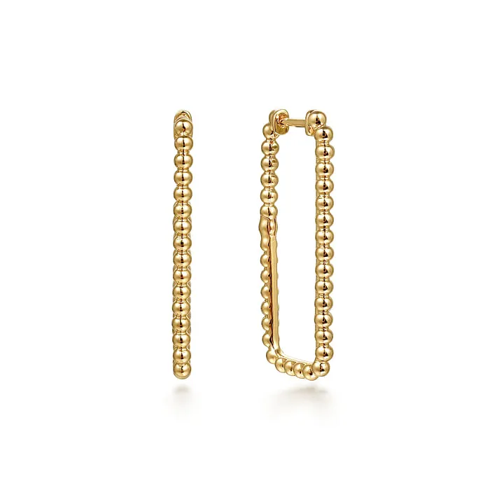 GABRIEL CO Earrings 14K Yellow Plain Gold Bujukan Beads 30mm Rectangle Hoop Earrings GABRIEL CO Earrings 14K Yellow Plain Gold Bujukan Beads 30mm Rectangle Hoop Earrings