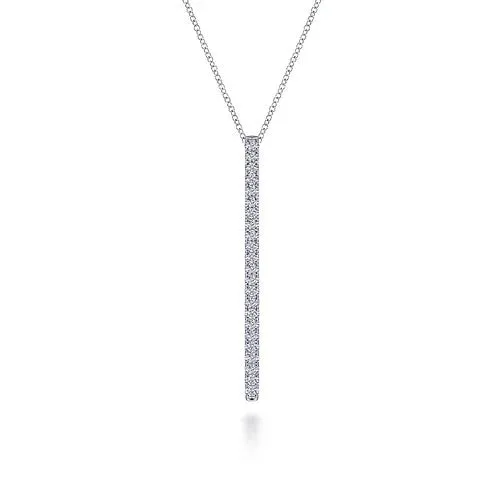 GABRIEL CO Necklaces 14K White Gold Diamond Bar Pendant Necklace