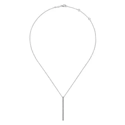 GABRIEL CO Necklaces 14K White Gold Diamond Bar Pendant Necklace