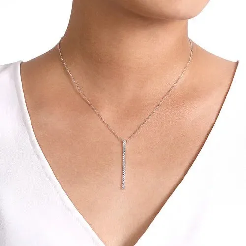 GABRIEL CO Necklaces 14K White Gold Diamond Bar Pendant Necklace