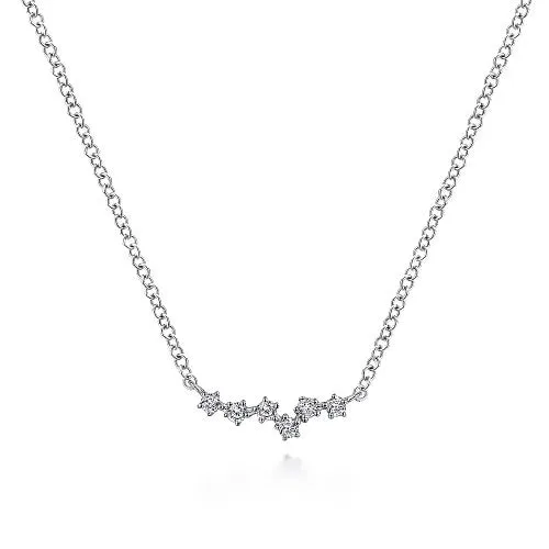 GABRIEL CO Necklaces 14K White Gold Diamond Constellation Bar Necklace