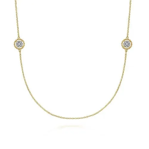 GABRIEL CO Necklaces 14K Yellow Gold Bujukan Double Sided Diamond Station Necklace GABRIEL CO Necklaces 14K Yellow Gold Bujukan Double Sided Diamond Station Necklace