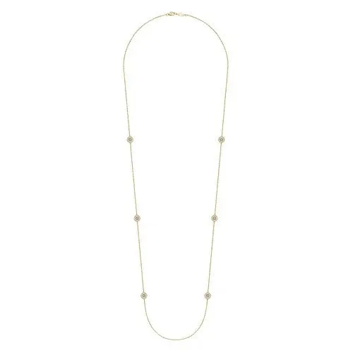 GABRIEL CO Necklaces 14K Yellow Gold Bujukan Double Sided Diamond Station Necklace GABRIEL CO Necklaces 14K Yellow Gold Bujukan Double Sided Diamond Station Necklace