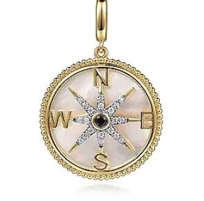 GABRIEL CO Necklaces 14K Yellow Gold Diamond Blue Sapphire Compass Medallion Pendant GABRIEL CO Necklaces 14K Yellow Gold Diamond Blue Sapphire Compass Medallion Pendant
