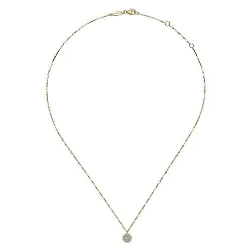 GABRIEL CO Necklaces 14K Yellow Gold Octagonal Pave Diamond Pendant Necklace GABRIEL CO Necklaces 14K Yellow Gold Octagonal Pave Diamond Pendant Necklace