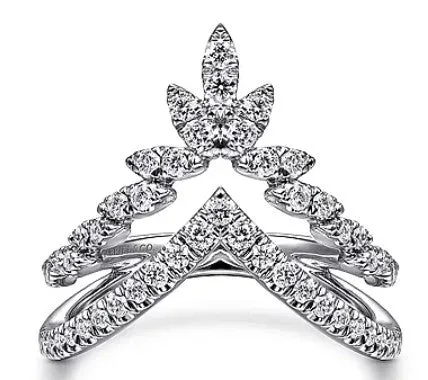 GABRIEL CO Rings 14K White Gold Diamond Chevron Ring