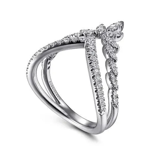 GABRIEL CO Rings 14K White Gold Diamond Chevron Ring