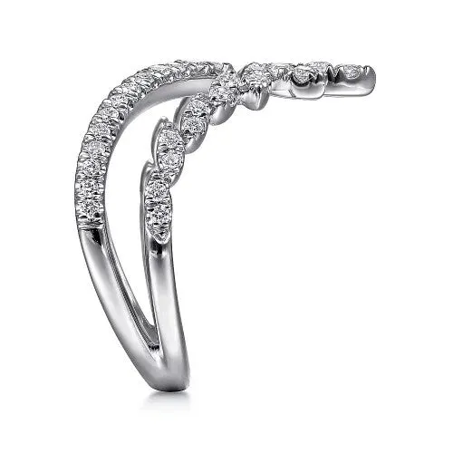 GABRIEL CO Rings 14K White Gold Diamond Chevron Ring