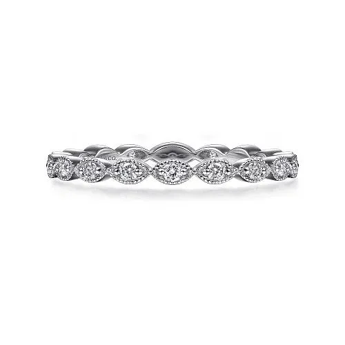 GABRIEL CO Rings 14K White Gold Marquise Station Diamond Stackable Ring
