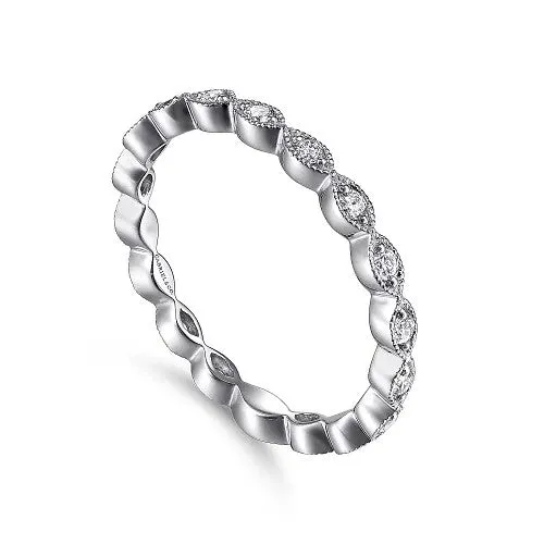 GABRIEL CO Rings 14K White Gold Marquise Station Diamond Stackable Ring