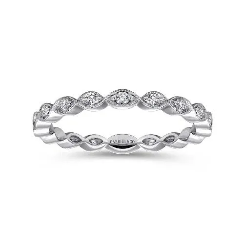 GABRIEL CO Rings 14K White Gold Marquise Station Diamond Stackable Ring