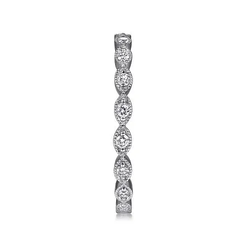 GABRIEL CO Rings 14K White Gold Marquise Station Diamond Stackable Ring