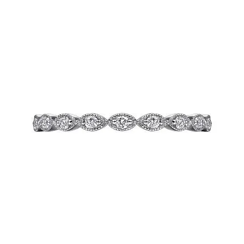 GABRIEL CO Rings 14K White Gold Marquise Station Diamond Stackable Ring