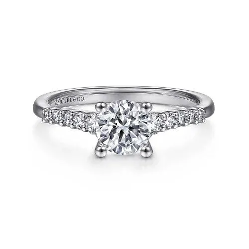 GABRIEL CO Rings Reed 14K White Gold Round Diamond Engagement Ring Setting Only GABRIEL CO Rings Reed 14K White Gold Round Diamond Engagement Ring Setting Only