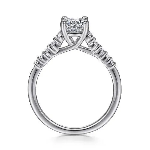 GABRIEL CO Rings Reed 14K White Gold Round Diamond Engagement Ring Setting Only