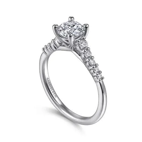 GABRIEL CO Rings Reed 14K White Gold Round Diamond Engagement Ring Setting Only