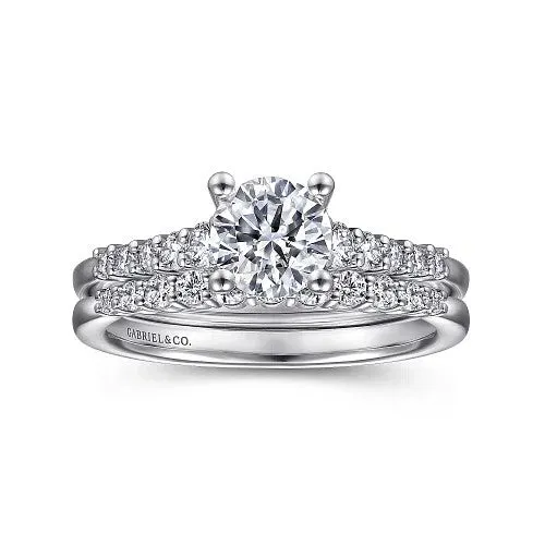 GABRIEL CO Rings Reed 14K White Gold Round Diamond Engagement Ring Setting Only