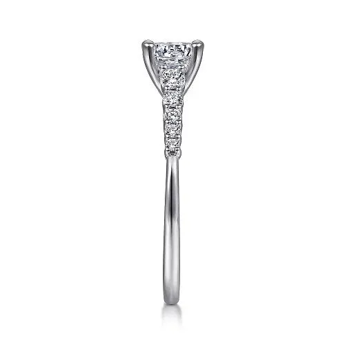 GABRIEL CO Rings Reed 14K White Gold Round Diamond Engagement Ring Setting Only