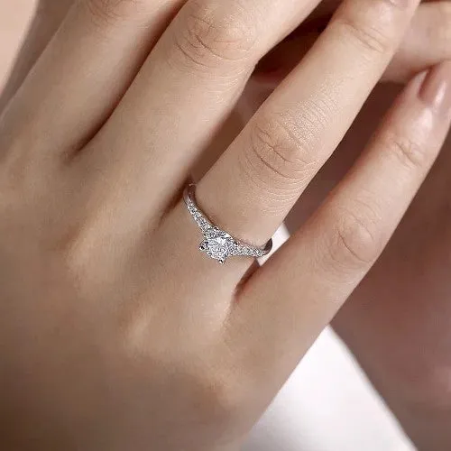 GABRIEL CO Rings Reed 14K White Gold Round Diamond Engagement Ring Setting Only