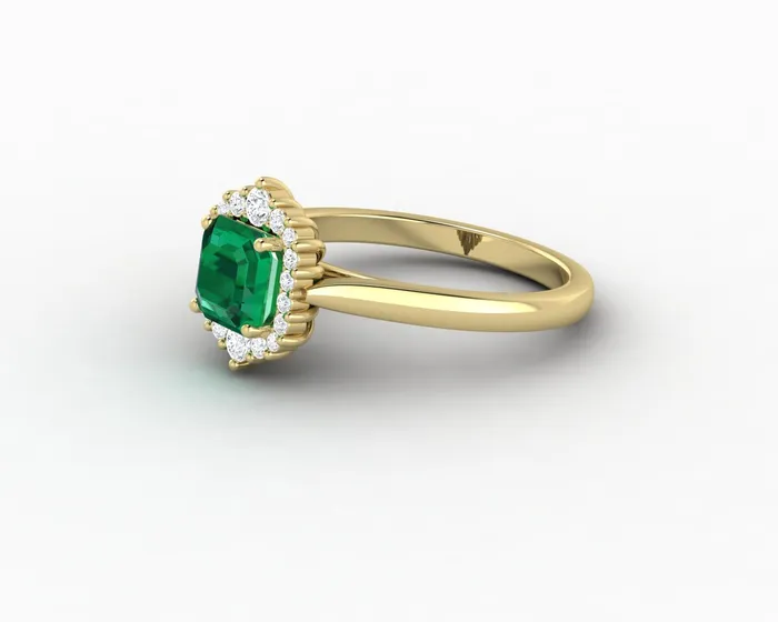 Juno 10 Ct Asscher Cut Halo Green Emerald Engagement Ring Sapheena Jewelry Rings