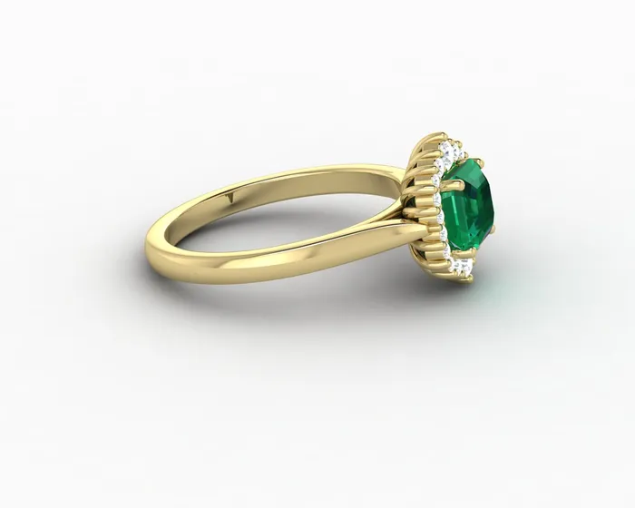 Juno 10 Ct Asscher Cut Halo Green Emerald Engagement Ring Sapheena Jewelry Rings