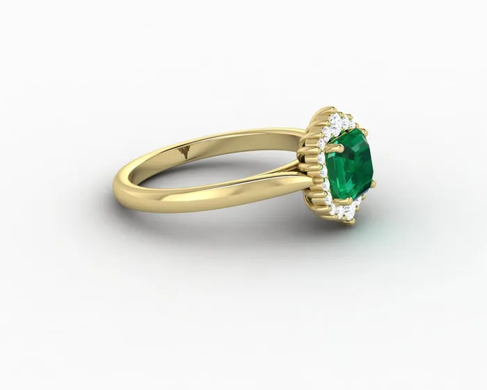 Juno 10 Ct Asscher Cut Halo Green Emerald Engagement Ring Sapheena Jewelry Rings