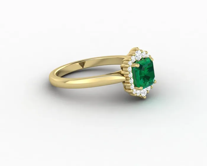 Juno 10 Ct Asscher Cut Halo Green Emerald Engagement Ring Sapheena Jewelry Rings